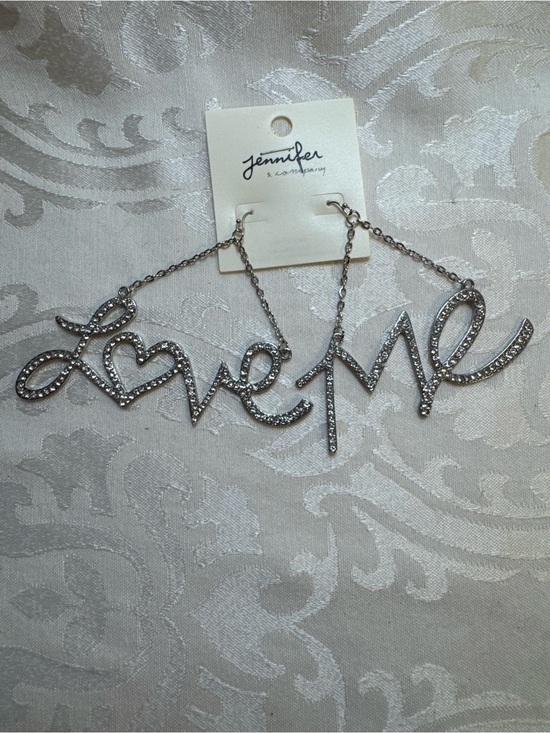 Jennifer & Company Jewelry - New Jennifer & Co Silver 'Love Me' Rhinestone Chunky earrings